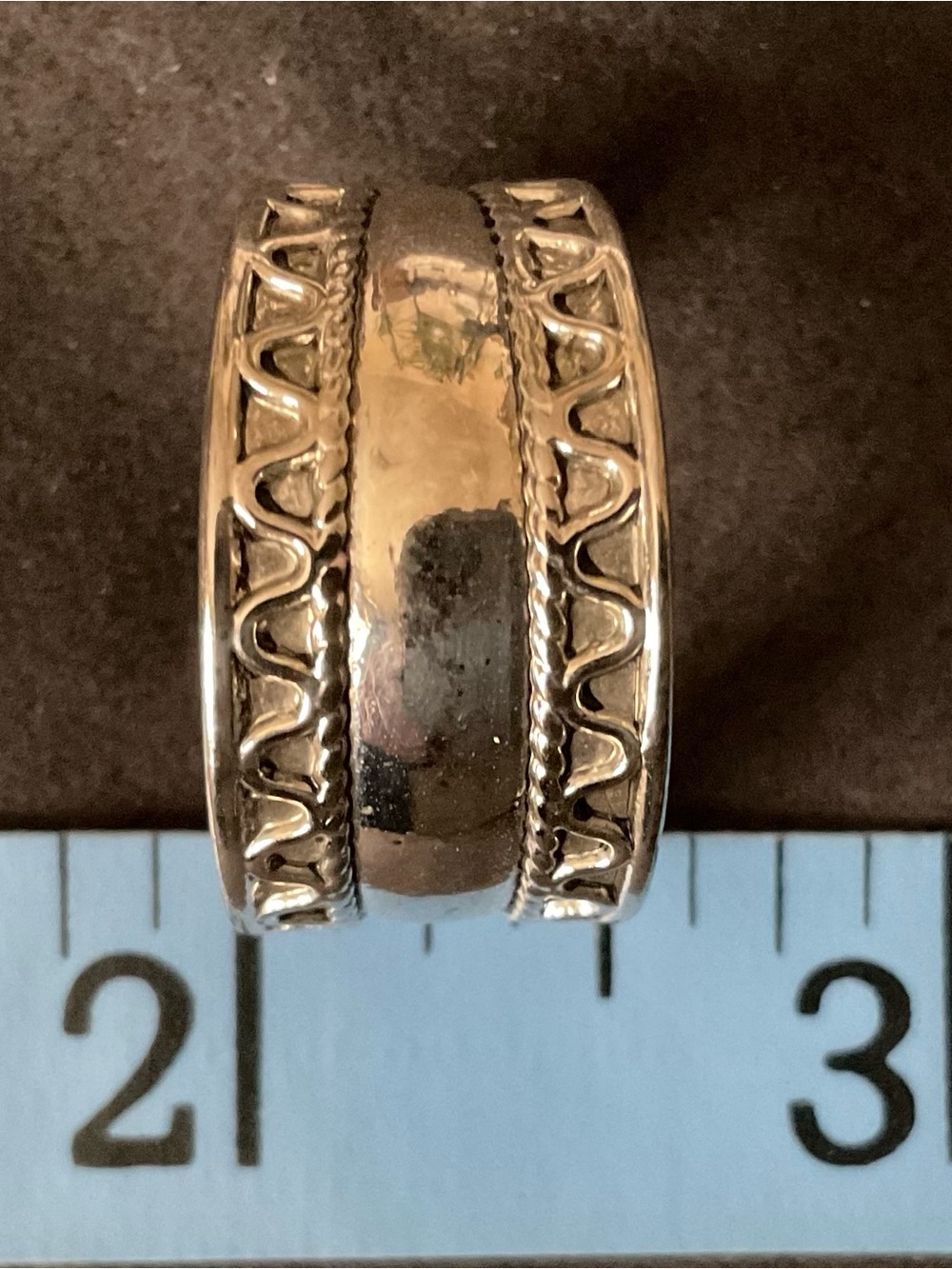 Vintage 1990s Solid Silver Wide Cigar Band Ring - Picture 7 of 10